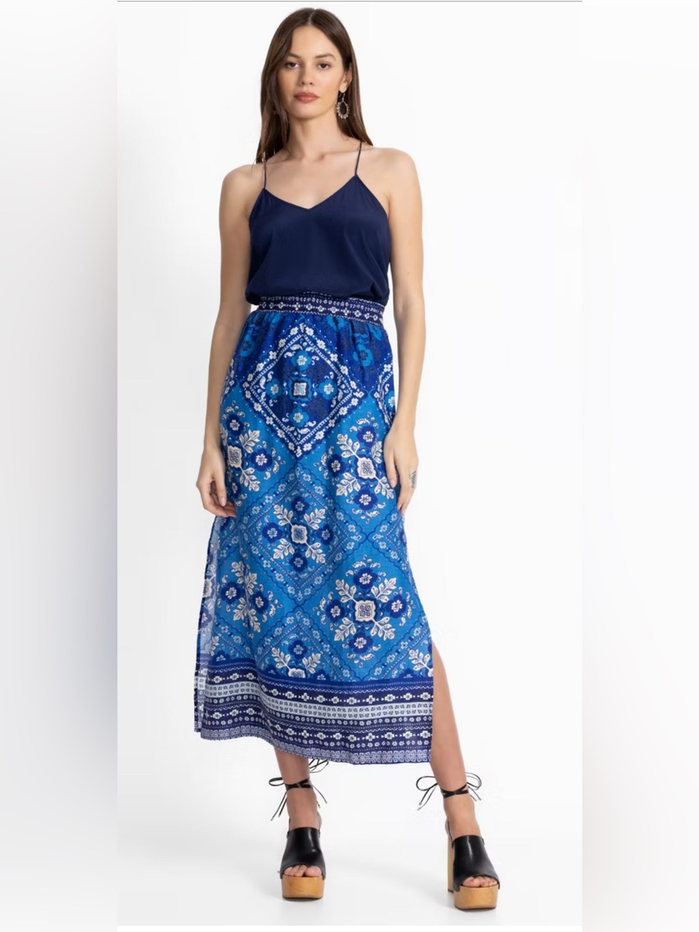 johnny was linen high slit skirt